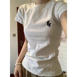 【100% cotton 】Áo baby tee Áo Thun ôm body Áo y2k Slim-fit Fit Vai Trước Cotton Nguyên Chất Ngắn @ - 1