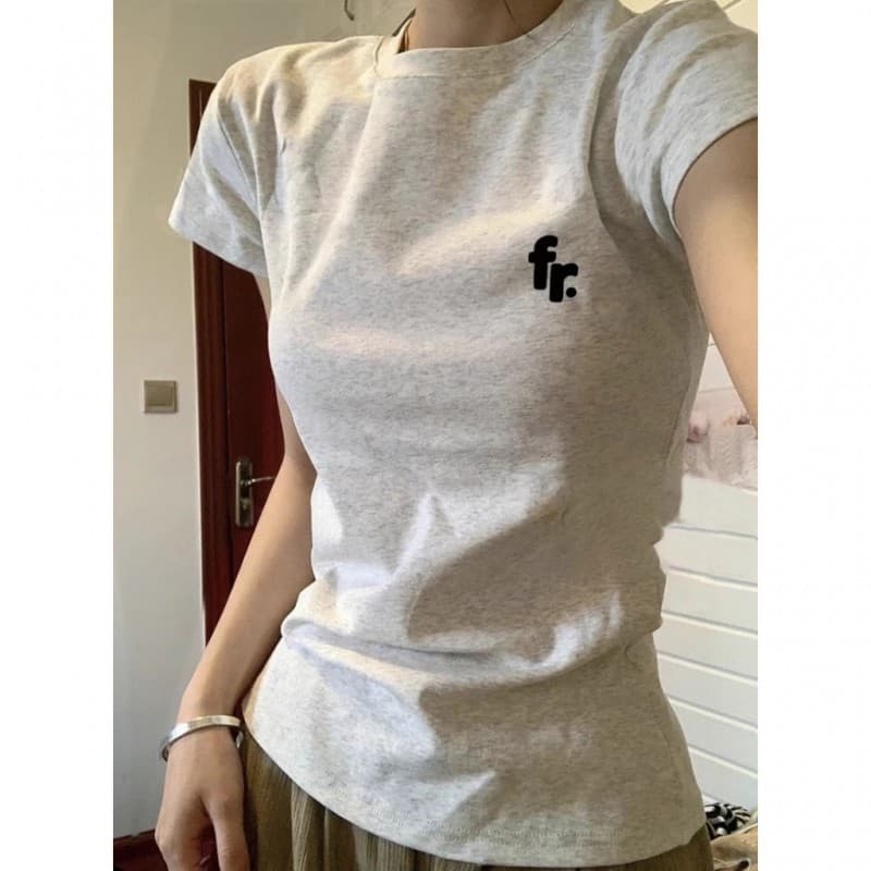 【100% cotton 】Áo baby tee Áo Thun ôm body Áo y2k Slim-fit Fit Vai Trước Cotton Nguyên Chất Ngắn @ -