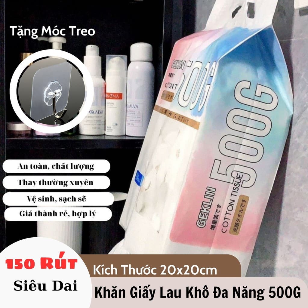 Túi Khăn Rút Lau Đa Năng GEN.LIN 500G Bịch 150 Tờ Gia Dụng Số 1 Việt Nam