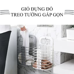Giỏ đựng quần áo việt nam trước khi giặt treo tường gấp gọn tiện lợi tặng kém móc dán 7