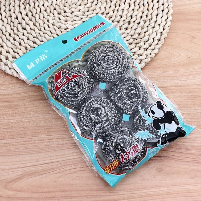 Set 6 búi cọ xong nồi chất liệu thép không gỉ