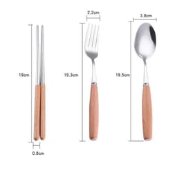 Bộ Đũa, Thìa, Dĩa Inox Cán Gỗ Tặng Kèm Hộp Đựng Lúa Mạch 2