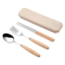 Bộ Đũa, Thìa, Dĩa Inox Cán Gỗ Tặng Kèm Hộp Đựng Lúa Mạch 3