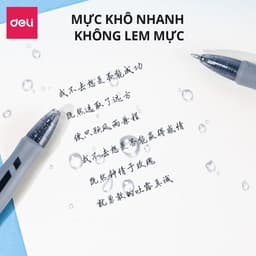 Bút Bi Mực Gel Nhanh Khô Ngòi 0.5mm Deli S08 Bút Gel Bấm Không Lem Mực Xanh/Đen/Đỏ Bút Bi Nước Học Sinh 2