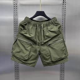 Nam Retro Nhiều Túi Quần Short Hàng Hóa Mùa Hè Mỏng Rời Thẳng Áo Khoác Ngoài Capris Màu Trơn Dây Rút Quần Ngắn 1