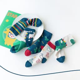 T24 Set 10 Đôi Tất Vớ Cotton Cho Bé Trai Và Bé Gái Họa Tiết Hoạt Hình Khủng Long Kute 7