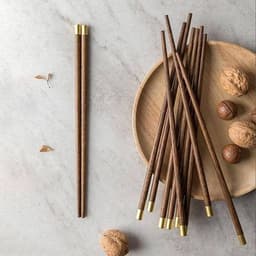Đũa gỗ cánh gà  bọc kim loại chữ Phúc kích thước 26cm (phân loại: 1 đôi) phong cách Nhật 5