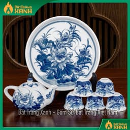 BỘ ĐỒ THỜ BÁT TRÀNG MEN LAM - MEN TRẮNG VẼ KĨ - ĐỒ THỜ BAN THỜ GIA TIÊN 1M97 - 2M17 5