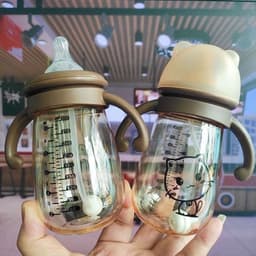Bình sữa hình mèo van chống sặc kèm tay cầm dung tích 300ml 5