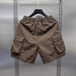Nam Retro Nhiều Túi Quần Short Hàng Hóa Mùa Hè Mỏng Rời Thẳng Áo Khoác Ngoài Capris Màu Trơn Dây Rút Quần Ngắn 6