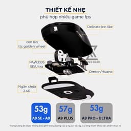 BH12t Hãng-Chuột chơi game không dây nhẹ VGN ATK Dragonfly A9 Ultimate/ Air /Ultra/Pro max/Pro/Plus- Gear Việt 2