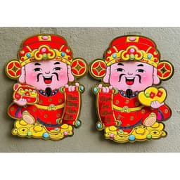 Cặp tranh thần tài 3d 30*40cm dán cửa,tường trang trí tết tamkemdecor 3