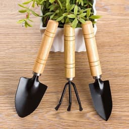 Dụng cụ làm vườn mini,Bộ dụng cụ làm vườn mini cao cấp 3 món cán gỗ, làm vườn trồng cây cảnh bonsai 1