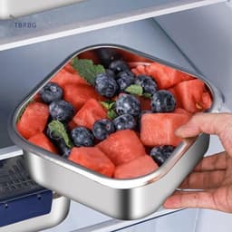 Set 3 Hộp Đựng Thực Phẩm Inox Có Quai, Khay Đựng Đồ Tủ Lạnh Ngăn Mùi Có Nắp 1800ml 3