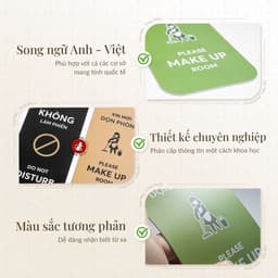 Thẻ dọn phòng khách sạn song ngữ Anh Việt - dáng tròn (PVC cán mờ) | Bảng treo cửa nhà nghỉ homestay 4
