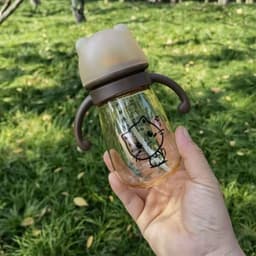 Bình sữa hình mèo van chống sặc kèm tay cầm dung tích 300ml 2