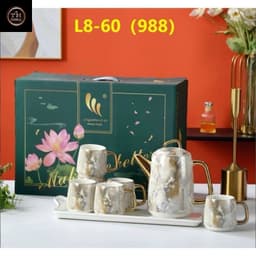 Bộ Ấm Chén gốm sứ men cầu vồng cực sang trọng trang trí Tết Huydecor 8