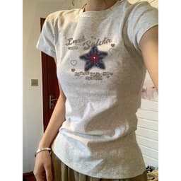 【100% cotton 】Áo baby tee Áo Thun ôm body Áo y2k Slim-fit Fit Vai Trước Cotton Nguyên Chất Ngắn @ - 4
