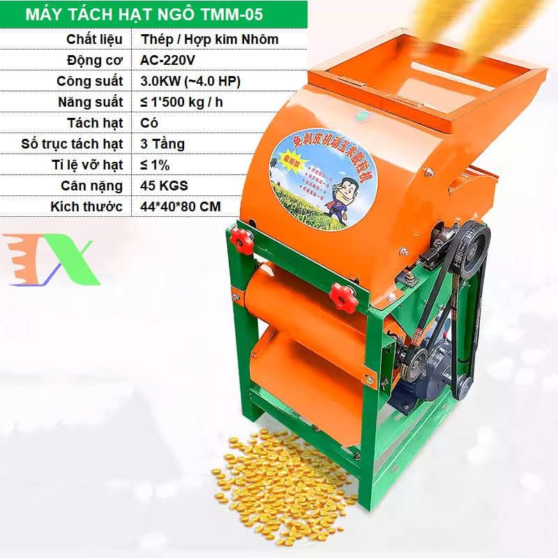 Máy tách hạt ngô 3 tầng đứng TMM-05, Máy tách hạt bắp, Máy sơ chế ngô