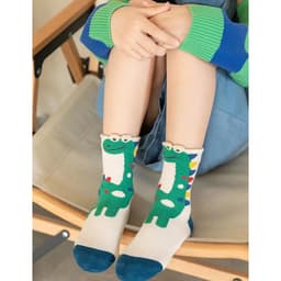 T24 Set 10 Đôi Tất Vớ Cotton Cho Bé Trai Và Bé Gái Họa Tiết Hoạt Hình Khủng Long Kute 6