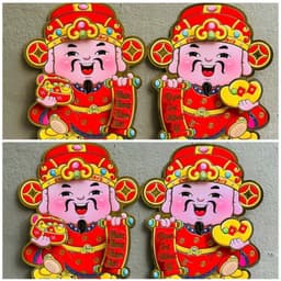 Cặp tranh thần tài 3d 30*40cm dán cửa,tường trang trí tết tamkemdecor 1