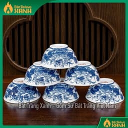 BỘ ĐỒ THỜ BÁT TRÀNG MEN LAM - MEN TRẮNG VẼ KĨ - ĐỒ THỜ BAN THỜ GIA TIÊN 1M97 - 2M17 9