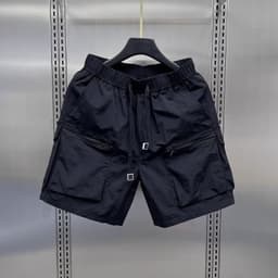 Nam Retro Nhiều Túi Quần Short Hàng Hóa Mùa Hè Mỏng Rời Thẳng Áo Khoác Ngoài Capris Màu Trơn Dây Rút Quần Ngắn 3