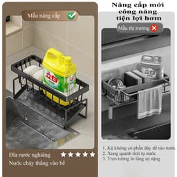 Kệ đựng đồ rửa chén bát, giá để giẻ rửa chén trên bồn có khay hứng nước nghiêng Tiện dụng 2