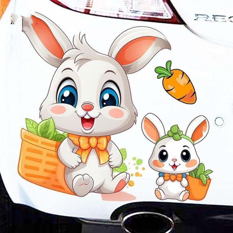 Miếng Dán Xe Thỏ Trang Trí, Bảo Vệ Thân Điện và Vết Xước Ốp Lưng, Chất Lượng Cao Siêu Bền.