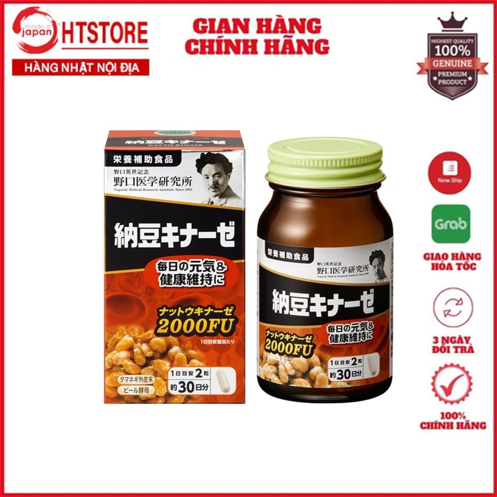 Viên uống Nattokinase 2000FU NOGUCHI chống đột quỵ Nhật Bản