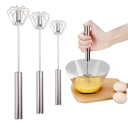 Máy đánh trứng bán tự động GOFIDIN, Máy đánh trứng đẩy tay đa kích thước bằng thép không gỉ, Đa năng bền bỉ Dễ dàng làm sạch Dễ dàng sử dụng Máy xay sinh tố quay Nhà bếp 5