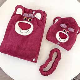 (Set 3 món)Khăn Tắm, Khăn Lau Quấn Ủ Tóc Vải Lông Nhung Băng Đô Mềm Mại Thấm Hút Tốt Họa Tiết Đáng Yêu free ship 2