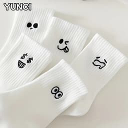 Tất, Vớ Trắng Cổ Trung Họa Tiết Biểu Cảm Hoạt Hình Dễ Thương Dành Cho Nữ tt39 LILIRIA 6