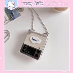 [CÓ SẴN] Ốp Samsung Z Flip 4 - Z Flip 3 - Z Flip3 - Flip4 5G hình cún Hello dễ thương kèm dây bi charm đeo chéo 7