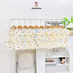 Bộ sơ sinh cộc tay Hàn Quốc Chất Liệu Thun Lạnh Cao Cấp Mềm Mát Thấm Hút Tốt Cho Bé Kích Thước 1