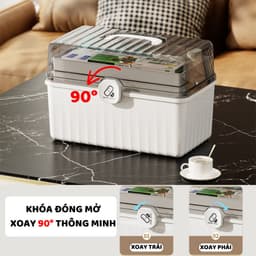 Hộp Đựng Thuốc 3 Tầng, Hộp Đựng Thuốc, Đồ Y Tế Gia Đình Có Tay Cầm, Khóa Đóng Mở An Toàn Q080 7
