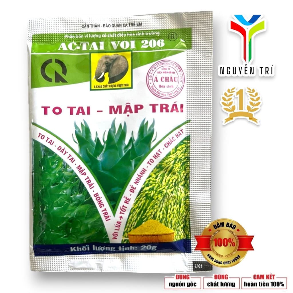 Phân Bón AC-Tai Voi 206 (Gói 20g) - To Tai, Mập Trái (Thanh Long) và Tốt Rễ, Đẻ Nhánh (Lúa)