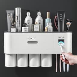 Bộ Nhả Kem Đánh Răng Tự Động GOCHY 2 Cốc, 2 Nhả Kem Dán Tường Tiện Lợi (Tặng Kèm Miếng Dán) 6