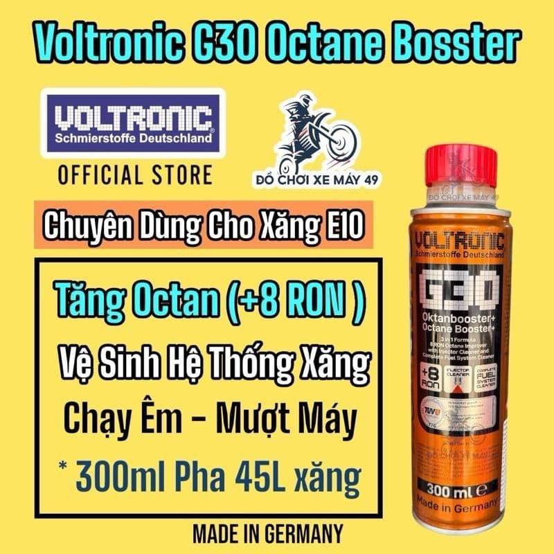 Voltronic G30 Octane Booster Phụ Gia Xăng Tăng Octane Làm Sạch Hệ Thống Nhiên Liệu - Buồng Đốt >>>