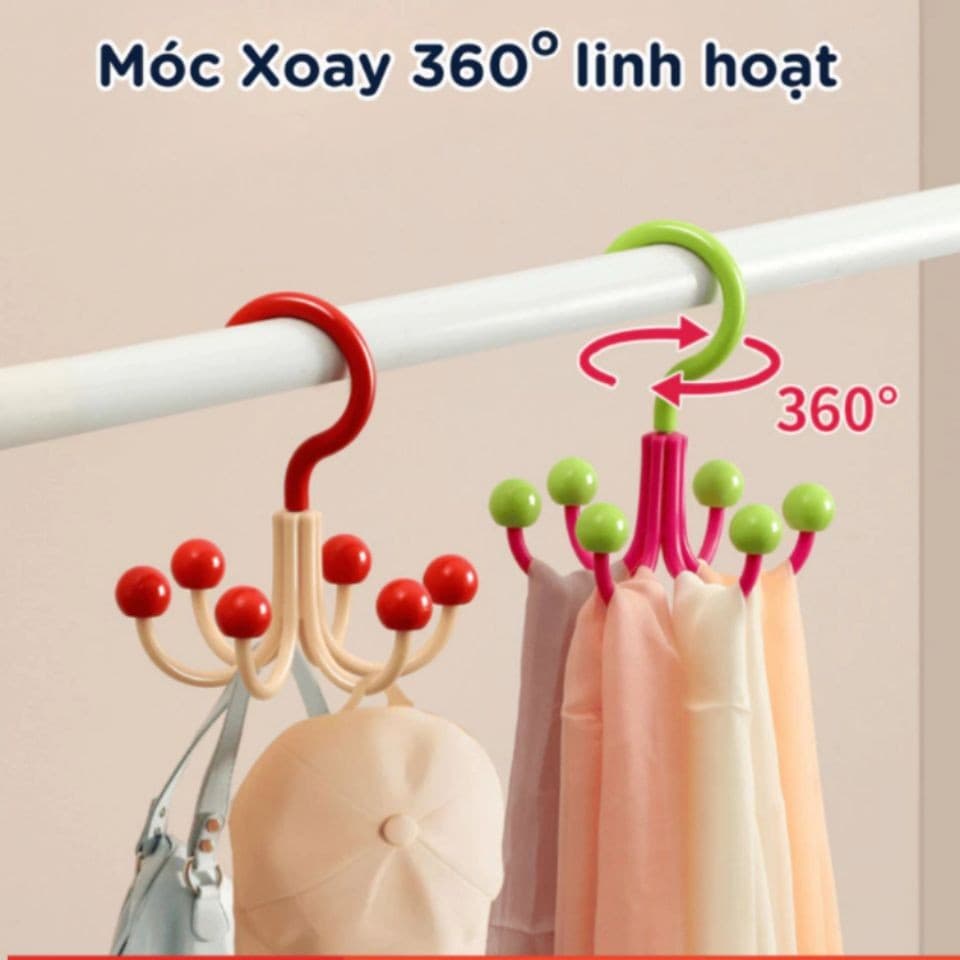 Móc Treo Đồ Đa Năng Xoay 360 Độ, Móc Treo Quần Áo 6 Cạnh, Tú Xách, Đồ Lót Tiện Lợi Tiết Kiệm Không Gian_LMA _LMA