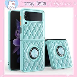 [CÓ SẴN] Ốp Samsung Galaxy Z Flip 4 - Z Flip 3 - Z Flip3 - Flip3 - Flip4 ô da trám sang trọng kèm ring đeo tay cá tính 2