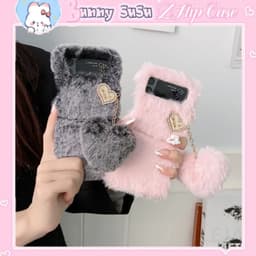 [CÓ SẴN] Ốp Samsung Z Flip 3 - ZFlip3 - Z Flip3 - Flip3 5G lông mềm mịn màu pastel ngọt ngào kèm pompom tim đính đá 7