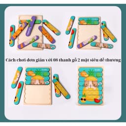 Puzzle Gỗ Que Kem 2 Mặt Cho Bé 2–6 Tuổi | Đồ Chơi Ghép Hình Phát Triển Tư Duy 8