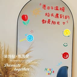 Hoạt Hình Hạnh Phúc Nụ Cười Họa Tiết Miếng Dán Cafe Quần Áo Cửa Hàng Gương Trang Trí Cửa Miếng Dán pvc Tự Dính Trang Trí Phòng Tắm Miếng Dán 7