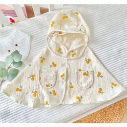 Áo Choàng Chống Nắng Đa Năng Cho Bé Vải Xô Muslin  Có Kính Chống Bụi, Thoáng Mát, Cúc Bấm Tháo Rời Size 3-14kg 1