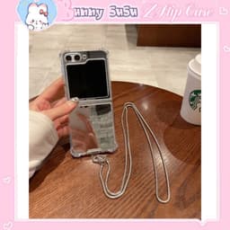 [CÓ SẴN] Ốp Z GLIP 8 - Z Flip4 - Z Flip7 - Flip5 5G tráng gương chống sốc charm tim cá tính kèm dây bạc nhuyễn đeo dài 1