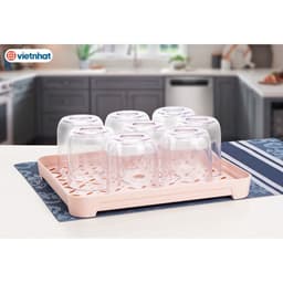 (GiaDungMin) Khay Úp Cốc Việt Nhật Hokori, Nhựa Để Bàn Có Giá Úp Tiện Lợi, Có Khay Hứng Nước Khô Ráo 5682 3