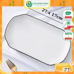 Đĩa Xoài, Đĩa bầu dục, đĩa dài trắng viền đen gốm sứ cao cấp decor trang trí bữa ăn đẹp sang trọng 1