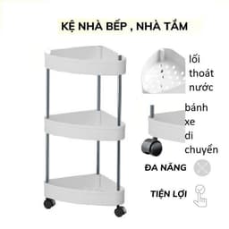 kệ để đồ nhà bếp , phòng tắm góc tường tam giác 3-4 tầng có bánh xe Ngăn nắp 4