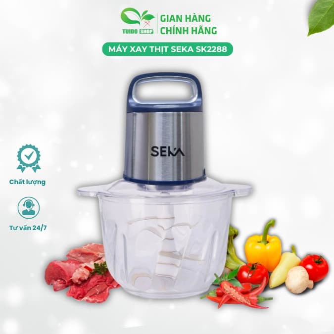 Máy xay thịt SEKA SK2288 đa năng công suất 500W, cối thuỷ tinh dao 4 lưỡi  TUIDO SHOP